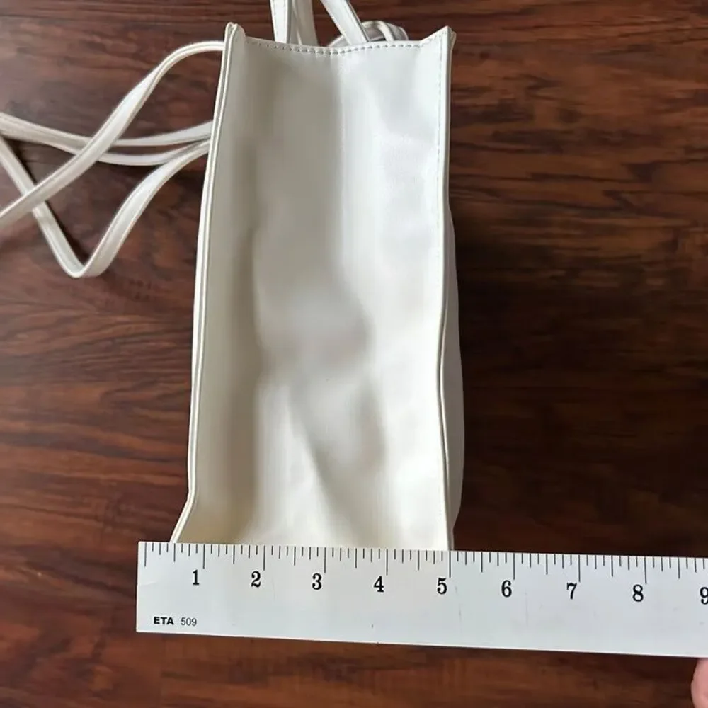 Telfar Shopping Bag Medium White Tote Crossbody Purse Vegan Leather Made in USA